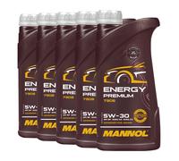 MANNOL Aceite de motor 5W-30 Energy Premium aceite ACEA C3 ACEA C2 API SP-RC SQ 1L Compatible con VW Polo V Hatchback 6R1, 6C1 up! Hatchback 121, 122, BL1, BL2, BL3, 123, PEUGEOT, TOYOTA