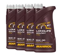 Mannol 7715 SAE 5W-30 Longlife Aceite VW 504.00/507.00 , MB 229.51 , 4x1 Litro