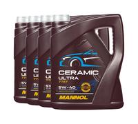 Mannol 7727 Cerámico Ultra SAE 5W-40 Aceite MB 228.5 , BMW LL-01, 4x5 Litro
