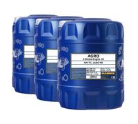 MANNOL Aceite De Cortacésped 2 Tiempos Agro API TC JASO FB, 3x20 Litros