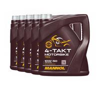 MANNOL Aceite De Moto 4 Tiempos SAE 10W-50, JASO MA, JASO MA2, 5x4 Litros