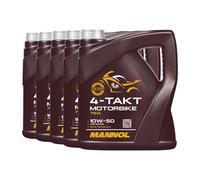MANNOL Aceite De Moto 4 Tiempos SAE 10W-50, JASO MA, JASO MA2, 5x4 Litros