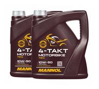 MANNOL Aceite De Moto SAE 10W-50, JASO MA, JASO MA2, 2x4 Litros