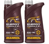 MANNOL Aceite de motor 5W-30 Energy Aceite para motor API SP-RC Formula JP 1L (Paquete de 2)