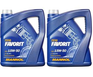 MANNOL | Aceite de Motor Favorit | MN7510-5 | 5L | SAE 15W-50 | API SL/CH-4 | Base Hidrosintética | Protección Antidesgaste y Alta Viscosidad | Compatible con Motores Gasolina y Diésel (Paquete de 2)