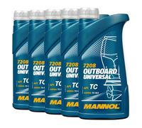 MANNOL Aceite Mezcla 2 Tiempos para Motores Fuera Borda API TC, 5x1 Litro