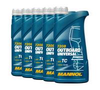MANNOL Aceite Mezcla 2 Tiempos para Motores Fuera Borda API TC, 5x1 Litro