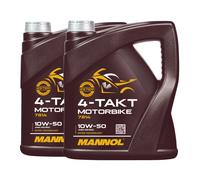 MANNOL Aceite Motor 4T 10W-50 JASO MA/MA2, 2x4 L, Semisintético