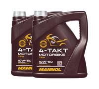 MANNOL Aceite Motor 4T 10W-50 JASO MA/MA2, 2x4 L, Semisintético