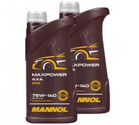 Mannol Aceite Motor Max Power 4x4 75W-140 Api Gl 5 Ls 2x 1 Litro Jeep Kia Cambio