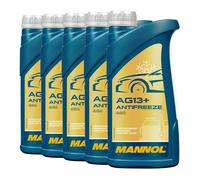 Mannol Anticongelante AG13 + Avanzado Anticongelante Concentrado, 5x1 Litro