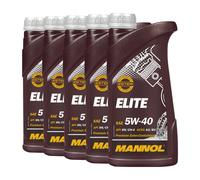 MANNOL Elite 5W-40 Aceite Motor Semisintético ACEA A3/B4 API SN/CH-4, 5x1 L
