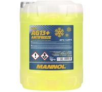 MANNOL MN4014-10 Anticongelante 10L amarillo | Tecnología Híbrida Hoat, protege el aluminio, el latón y el cobre de la corrosión, cumple con ASTM D3306, AFNOR y SAE J1034