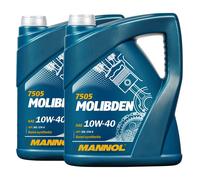 Mannol Molibden SAE 10W-40 Aceite de Motor Api Sn , VW 501.01 , 2x5 Litro