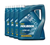 MANNOL Molibden SAE 10W-40 Aceite De Motor API SN, VW 501.01, 4x5 Litros