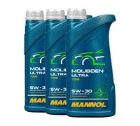 Mannol Molibden Ultra SAE 5W-30 Aceite de Motor, Api Sq, Acea C2, C3, 3x1 Litro