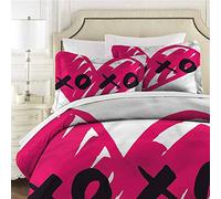 Mannwarehouse XO - Juego de Cama de Matrimonio (3 Piezas, 203,2 x 228,6 cm), diseño Suave y Lujoso para Amantes de la caligrafía artística, Costuras duraderas y cómodas, Cama Doble