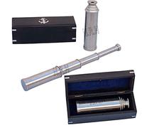 Mano Ajustable Zoom Monocular Latón Telescopio Acabado Cromo Hecho a Mano Caja de Madera Marina Pirata Navegación Spyglass Telescopio