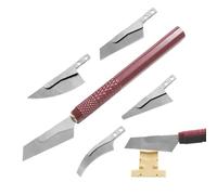 Mano artesanal - Herramienta ligera y de precisión, kit de cuchillas de acero inoxidable, modelismo con 4 cuchillas reemplazables, dientes de doble corte y mango ergonómico | Utensil