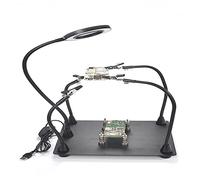 Mano de Ayuda magnética, Manos de Ayuda para soldar, Soporte de Placa de Circuito PCB con lámpara de Aumento LED 3X, Brazos de Metal Flexibles, Herramienta de reparación electrónica de Base Resistent