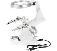 Mano de ayuda para soldar de mesa, lupa de 3X 4,5X, luz LED manos libres con base pesada y pinzas de cocodrilo para soldar, ensamblar, reparar, modelar, manualidades Better life