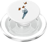 Mano de Esqueleto con Mariposa monarca en Estilo de Arte Vintage PopSockets PopGrip para MagSafe