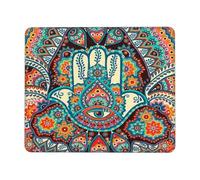 Mano De Fátima Hamsa Vintage Ojo Turco Alfombrilla De Ratón Pequeña Alfombrillas De Mouse Bordes Cosidos Alfombrilla para Ratón para Oficina Pc Juego 25X30Cm