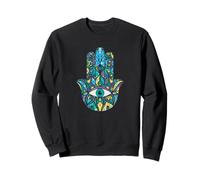 Mano de Fátima Mística Espiritual Hamsa Temática Azul Sudadera