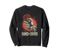 Mano de la perdición Esqueleto Mano sosteniendo Rosa sangrienta Sudadera