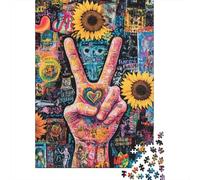 Mano de Paz Colorida Puzzle para Adultos Puzzle de 1000 Piezas Papel Arte Pop Retro Relajación Mejorar Atención Decoración Hogar Regalo Familiar 70x50cm/1000pcs