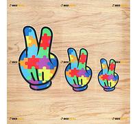 Mano de Paz Concienciación sobre el Autismo Pieza de Rompecabezas Pegatina de Vinilo - Set de 3 Reflectante, 7.6cm, 10.2cm, 15.2cm - para Coche Barco Portátil Taza