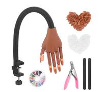 Mano de práctica para diseño de uñas, modelo flexible con 100 puntas de uñas, diseño de uñas, herramienta de práctica de uñas, kit de práctica de uñas, para principiantes, mano falsa flexible para