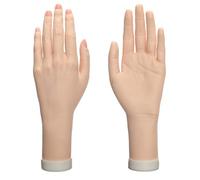 Mano de práctica para uñas acrílicas, maniquí realista, mano para uñas, práctica suave, flexible, flexible, falsas, uñas falsas, entrenador de arte de mano, herramienta de mano y anillos para