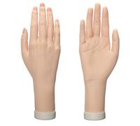 Mano de práctica para uñas acrílicas, maniquí realista, mano para uñas, práctica suave, flexible, flexible, falsas, uñas falsas, entrenador de arte de mano, herramienta de mano y anillos para