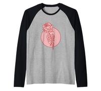 Mano esquelética sosteniendo Rosa para el día de San Valentín Camiseta Manga Raglan