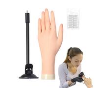 Mano Para Práctica De Uñas,Mano Falsa para Uñas - Maniquí Realista De Silicona Con Ventosa Y Dedos Articulados Para Principiantes Unisex Estudiantes Escuelas De Belleza Formación