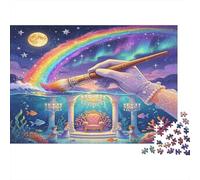 Mano Pintando Arco Iris Fantasía Puzzle de 1000 Piezas Puzzle para Adultos Papel Escena artística mágica Puzzle para Toda la Familia Relajación Decoración Regalo 52x38cm/1000pcs
