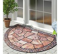 Mano Tapete de Puerta Delantera para Entrada al Aire Libre, tapete de Medio círculo Resistente para Entrada Exterior, tapete de Bienvenida para Interiores semicirculares con Goma Antideslizante (21 x