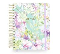 MANOA® Agenda Académica 2026-2027 Día Página (A5+) 19 x 22 cm. Agenda Escolar diaria Diseño Floral Acuarela, 394 páginas, Horario, Evaluaciones y Organización Completa del curso