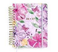 MANOA® Agenda Académica 2026-2027 Día Página (A5+) 19 x 22 cm. Agenda Escolar diaria Diseño Floral Acuarela, 394 páginas, Horario, Evaluaciones y Organización Completa del curso