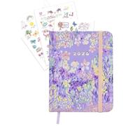 MANOA® Agenda pocket 2026 "JACARANDA" Semana vista - Medidas (B7+) 10 x 13 cm - 184 Páginas - Incluye pestañas separadoras mensuales. (CON STICKERS)