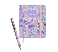 MANOA® Agenda pocket 2026 "JACARANDA" Semana vista - Medidas (B7+) 10 x 13 cm - 184 Páginas - Incluye pestañas separadoras mensuales. (CON BOLÍGRAFO)