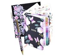 MANOA® Agenda pocket 2026 "SOFÍA" Semana vista - Medidas (B7+) 10 x 13 cm - 184 Páginas - Incluye pestañas separadoras mensuales - Opción Funda, Stickers. (Con bolsita, pegatinas y Bolígrafo MANOA®)