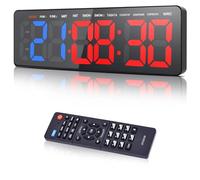 Manoive Temporizador de Gimnasio, 16.5" Grande Reloj de Pared Digital Temporizador de Intervalo LED con Countdown & Up Cronómetro, Brillo & Volumen Ajustable, Gym Timer con Control Remoto para Casa