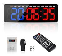 Manoive Temporizador de Gimnasio Multifunción,13,2" Cronómetro LED con Reloj de Pared Digital 12/24H,Countdown/UP,con Modos HIIT/Tabata/FGB/EMOM/MMA