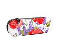 Manojo de Lavanda y Amapola, Estuche para lápices Estuche para lápices de Cuero de PU Estuche para lápices de Gran Capacidad Estuche para lápices Bolsa de cosméticos