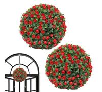 Manolyee Bola De Topiaria De Artificial | Bolas Topiarias De con Flores | 2 Piezas Decoración Colgante Resistente UV para Jardín Terraza Balcón Exterior