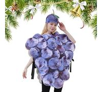Manolyee Disfraz de Fruta Adulto - Disfraz De Uva Morada Con Racimo Y Sombrero,Traje Para Hombres Y Mujeres De Fiesta Carnaval Teatro Obra,Vestuario Temático Para Carnaval