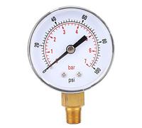 Manómetro de agua 50mm Dial 1/8 BSPT Manómetro Conexión inferior Manómetro de prueba de presión de agua Manómetro de manguera de jardín Manómetro(0-100psi 0-7bar)