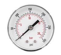 Manómetro de esfera de 50 mm |Conexión trasera 1/4 BSPT para neumática/agua/aceite/gas |Construcción de latón con ventana transparente. (0-300psi 0-20bar)